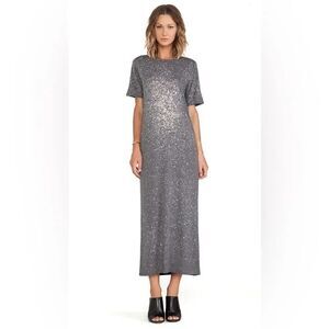 IRO X REVOLVE Lina‎ dark grey robe Midi short sleeve Tshirt dress sz large